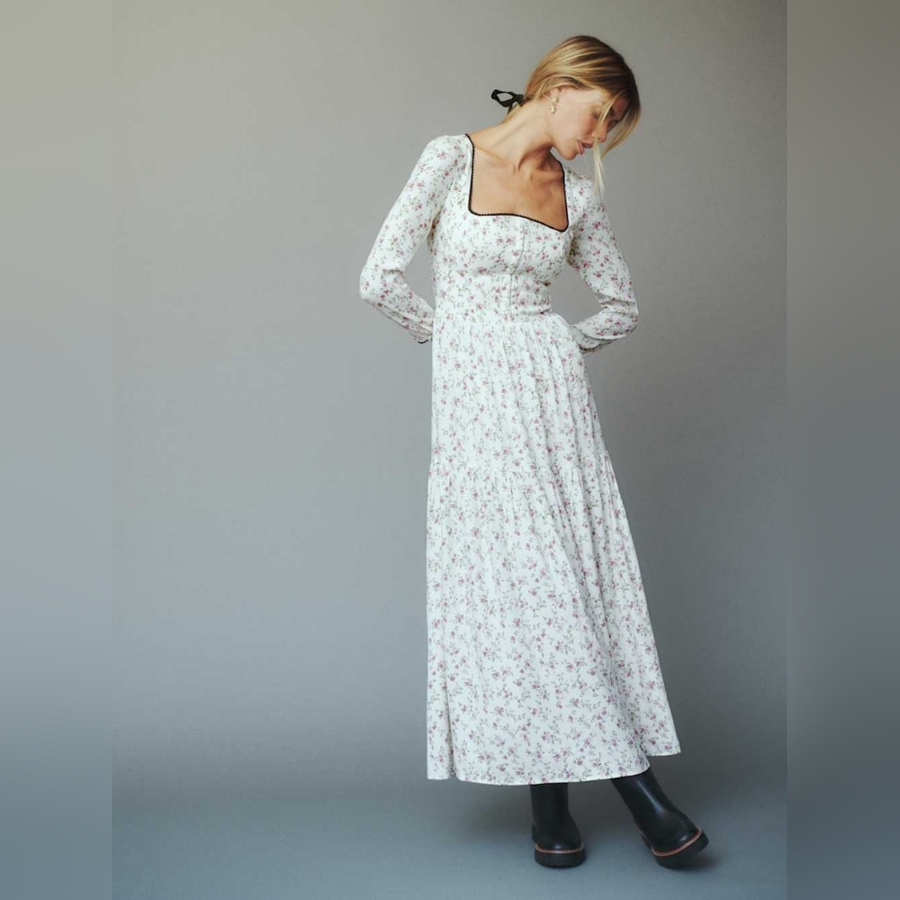 NWT Reformation Floral Chaylyn Long Sleeve Midi Dress - Size 4